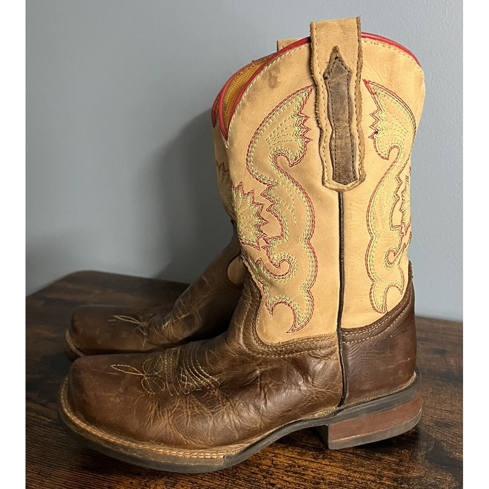 Dan Post Boots Majesty Square Toe Brown Youth Size 1.5 Leather